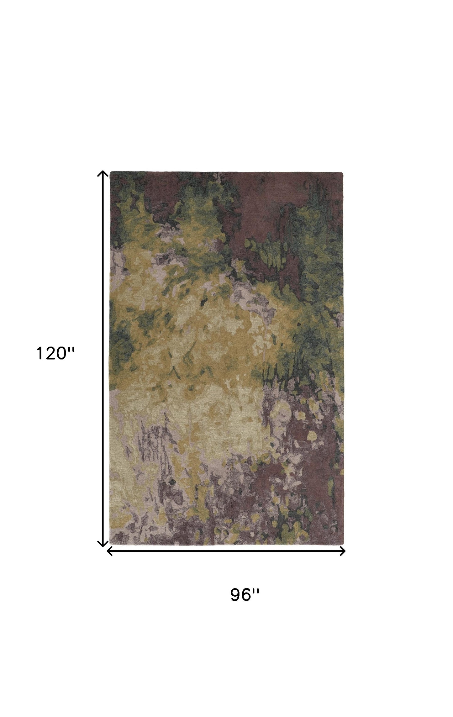 8 x 10 Gold Purple & Green Wool Tufted Handmade Stain Resistant Rug