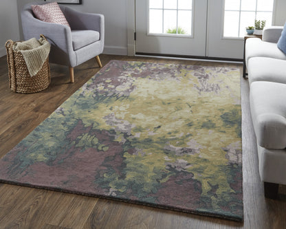 8 x 10 Gold Purple & Green Wool Tufted Handmade Stain Resistant Rug