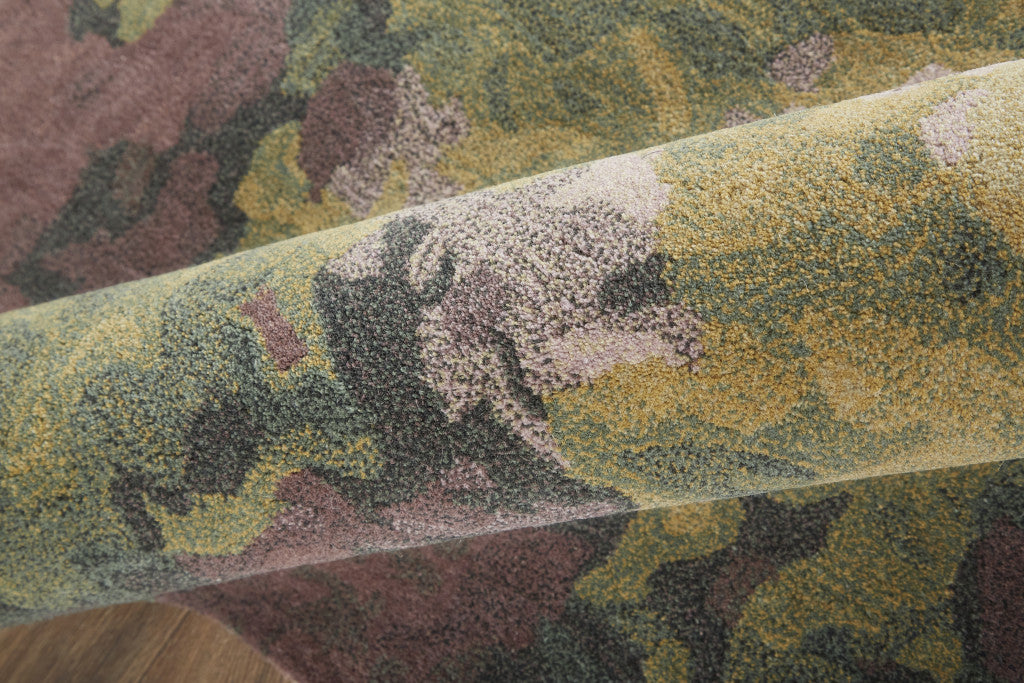 9 x 12 Green & Black Wool Shag Hand Tufted Rug