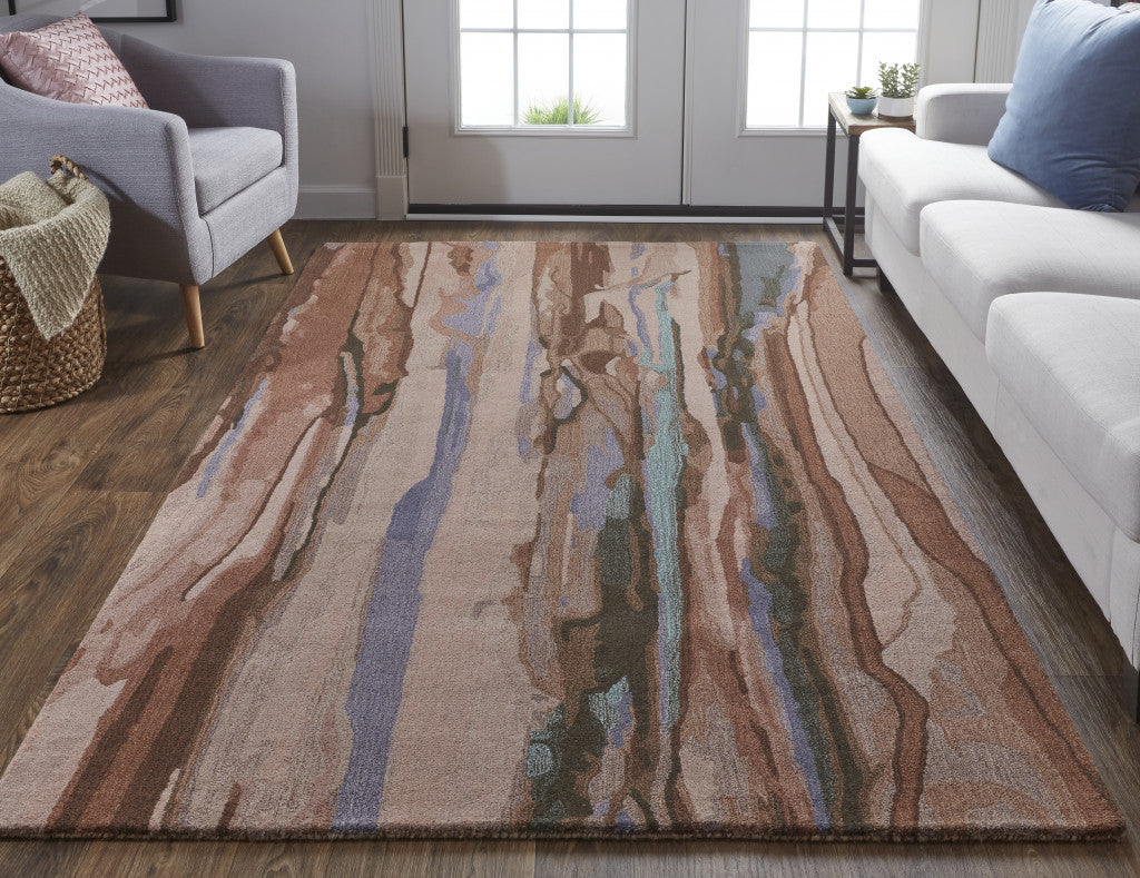9 x 12 Blue & Red Wool Hand Tufted Rug