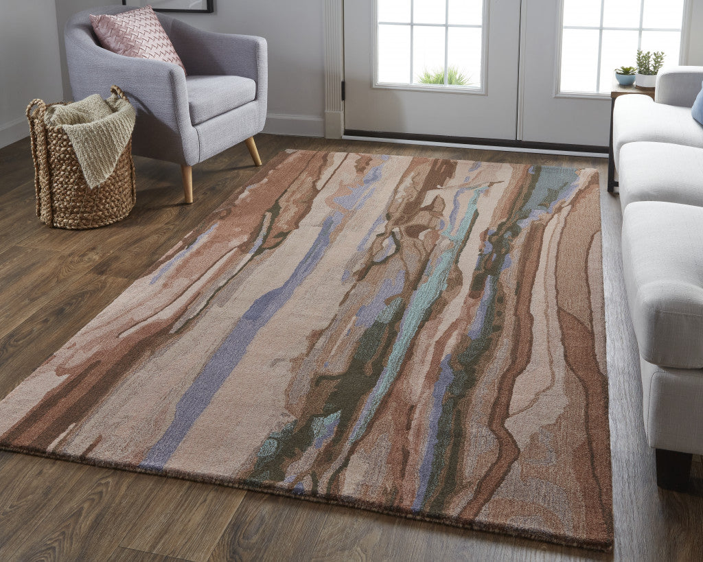 9 x 12 Blue & Red Wool Hand Tufted Rug