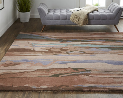 9 x 12 Blue & Red Wool Hand Tufted Rug