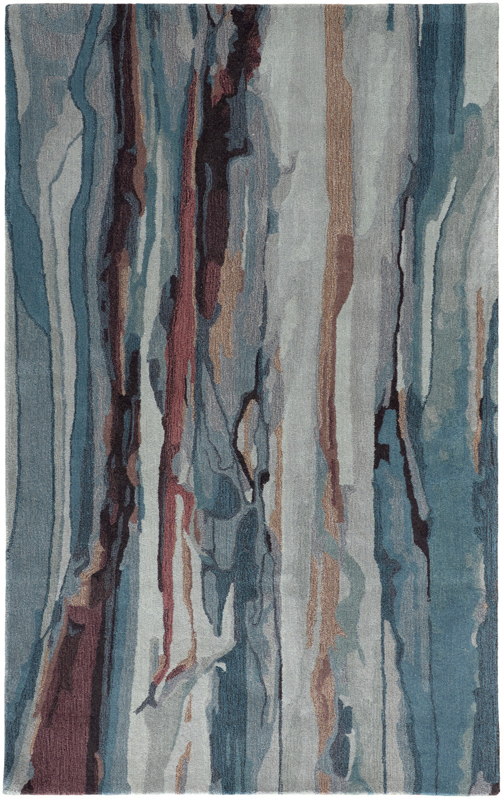 4 x 6 Blue & Orange Wool Hand Tufted Rug