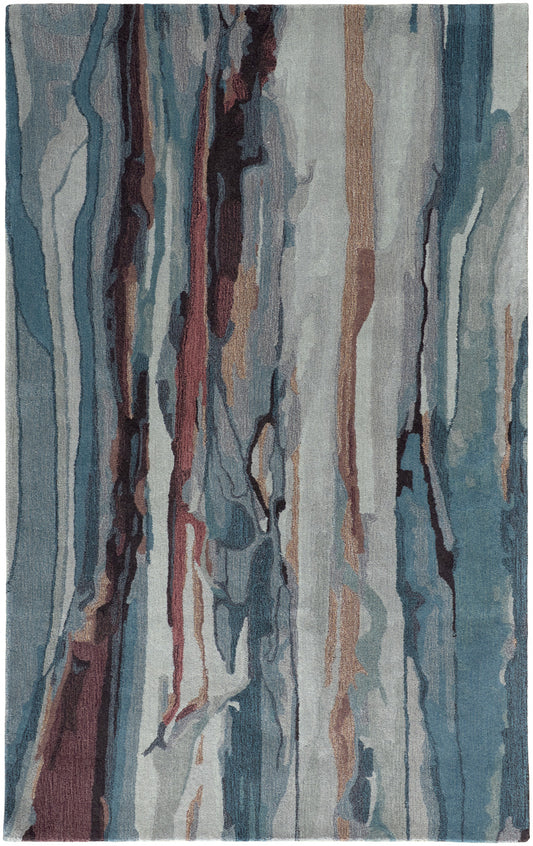 4 x 6 Blue & Orange Wool Hand Tufted Rug
