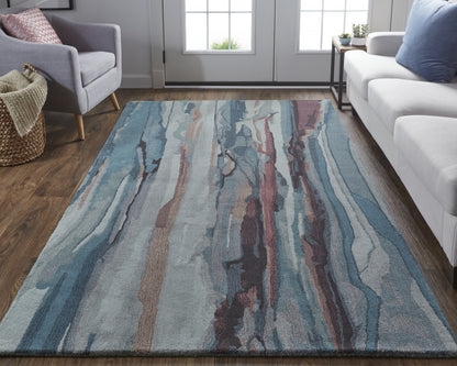 4 x 6 Blue & Orange Wool Hand Tufted Rug
