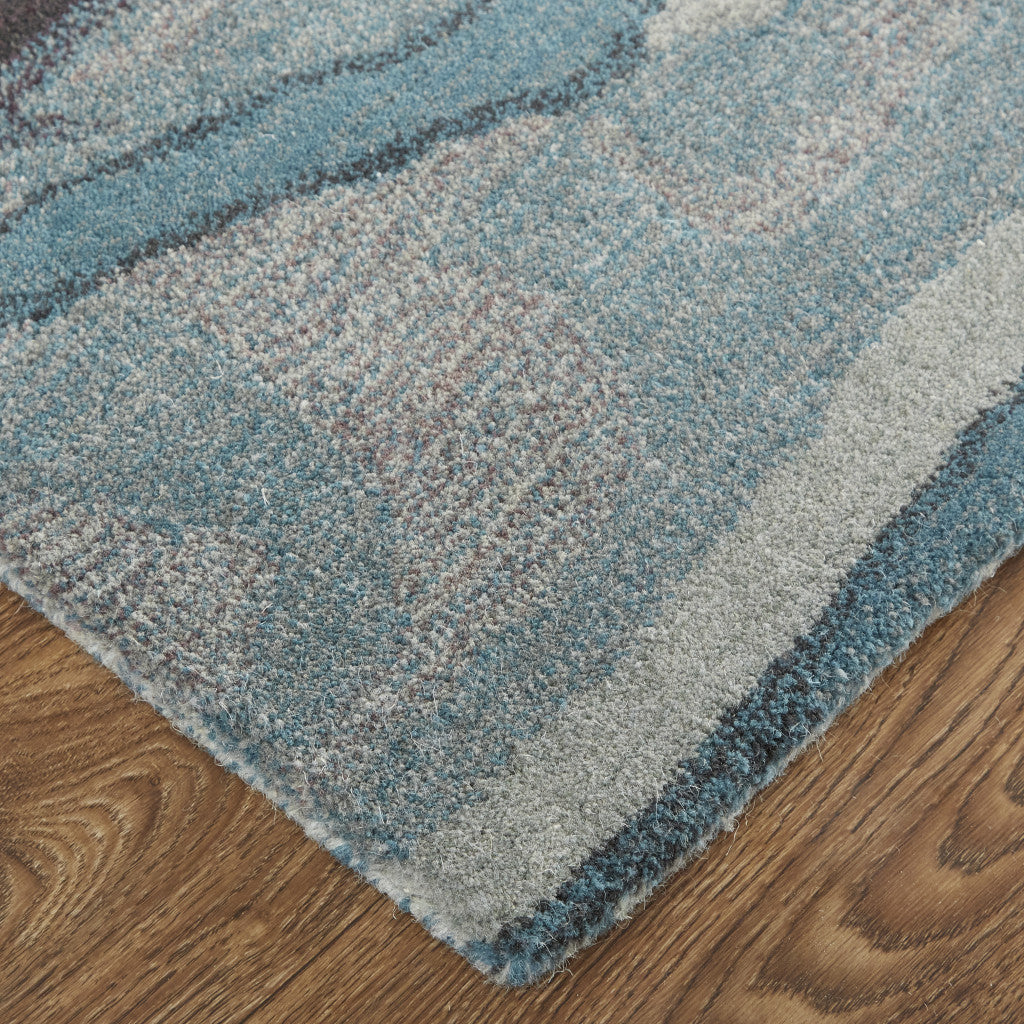 4 x 6 Blue & Orange Wool Hand Tufted Rug