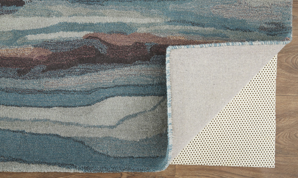 4 x 6 Blue & Orange Wool Hand Tufted Rug