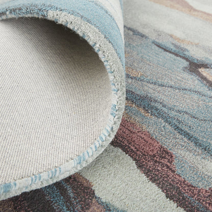 4 x 6 Blue & Orange Wool Hand Tufted Rug