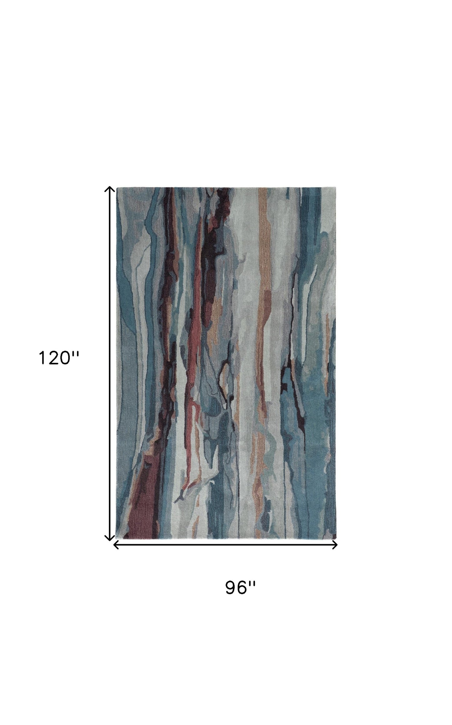 8 x 10 Blue Red & Ivory Wool Tufted Handmade Stain Resistant Rug