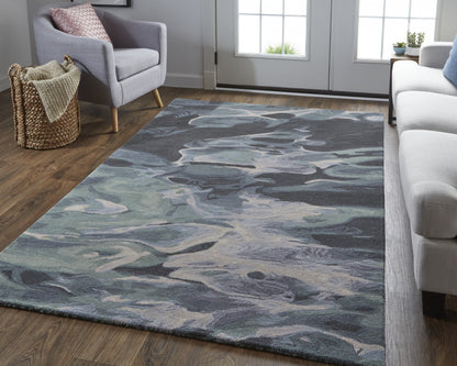 4 x 6 Blue & Black Wool Hand Tufted Rug
