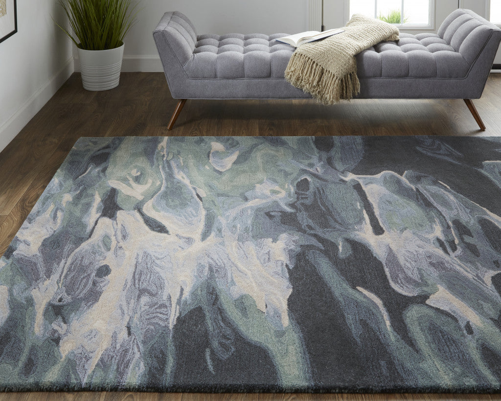 4 x 6 Blue & Black Wool Hand Tufted Rug