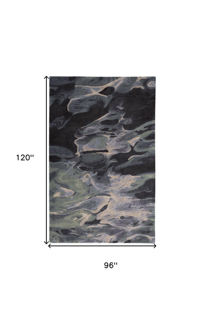 8 x 10 Blue & Black Wool Hand Tufted Rug