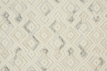 8 x 10 Gray & Ivory Wool Geometric Tufted Handmade Rug