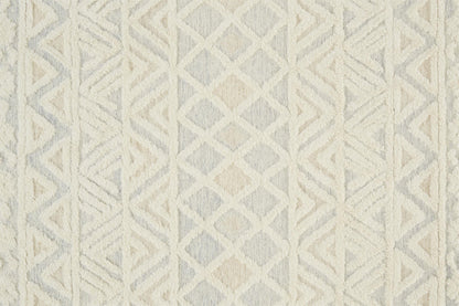 12 x 15 Ivory Blue & Tan Wool Geometric Tufted Handmade Rug