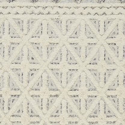 8 x 10 Ivory & Black Wool Geometric Tufted Handmade Stain Resistant Rug