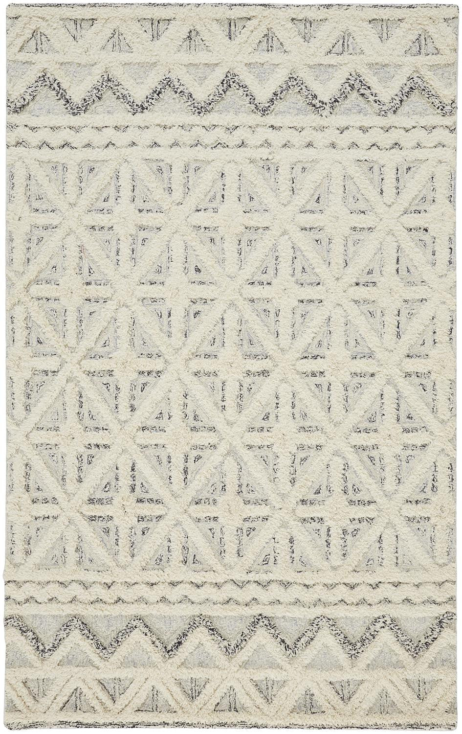 12 x 15 Ivory & Black Wool Geometric Tufted Handmade Rug