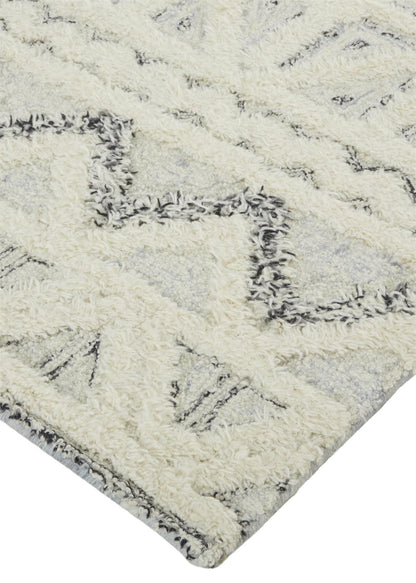 12 x 15 Ivory & Black Wool Geometric Tufted Handmade Rug