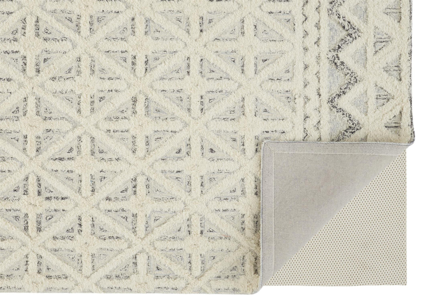 12 x 15 Ivory & Black Wool Geometric Tufted Handmade Rug