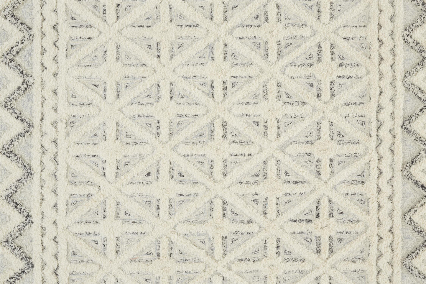 12 x 15 Ivory & Black Wool Geometric Tufted Handmade Rug