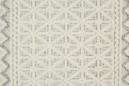 12 x 15 Ivory & Black Wool Geometric Tufted Handmade Rug