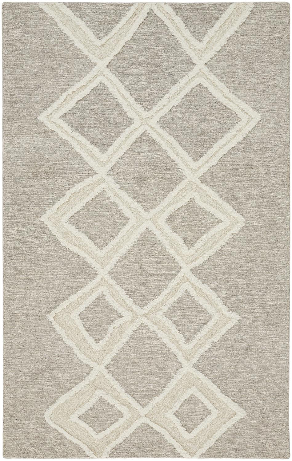 12 x 15 Gray & Ivory Wool Geometric Tufted Handmade Rug