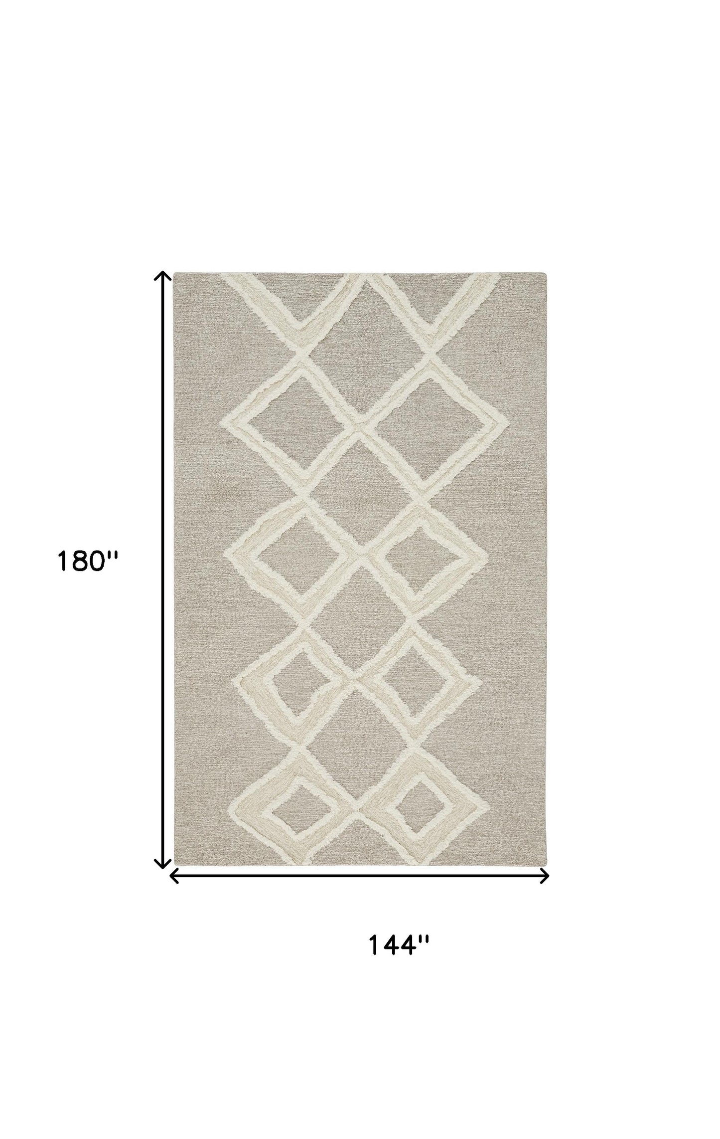12 x 15 Gray & Ivory Wool Geometric Tufted Handmade Rug