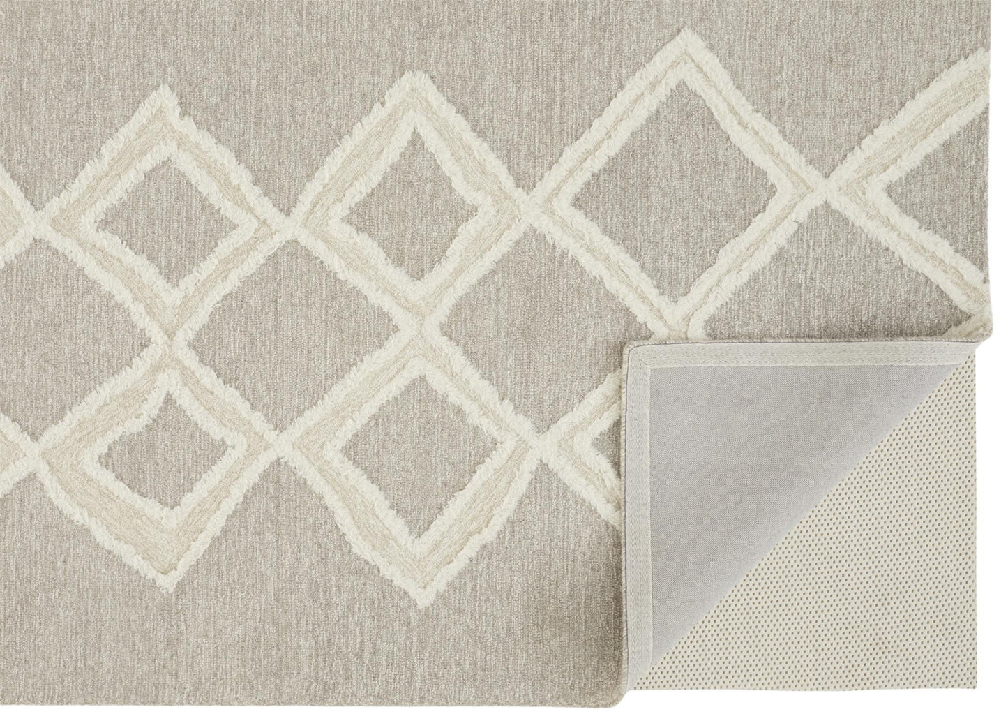 12 x 15 Gray & Ivory Wool Geometric Tufted Handmade Rug