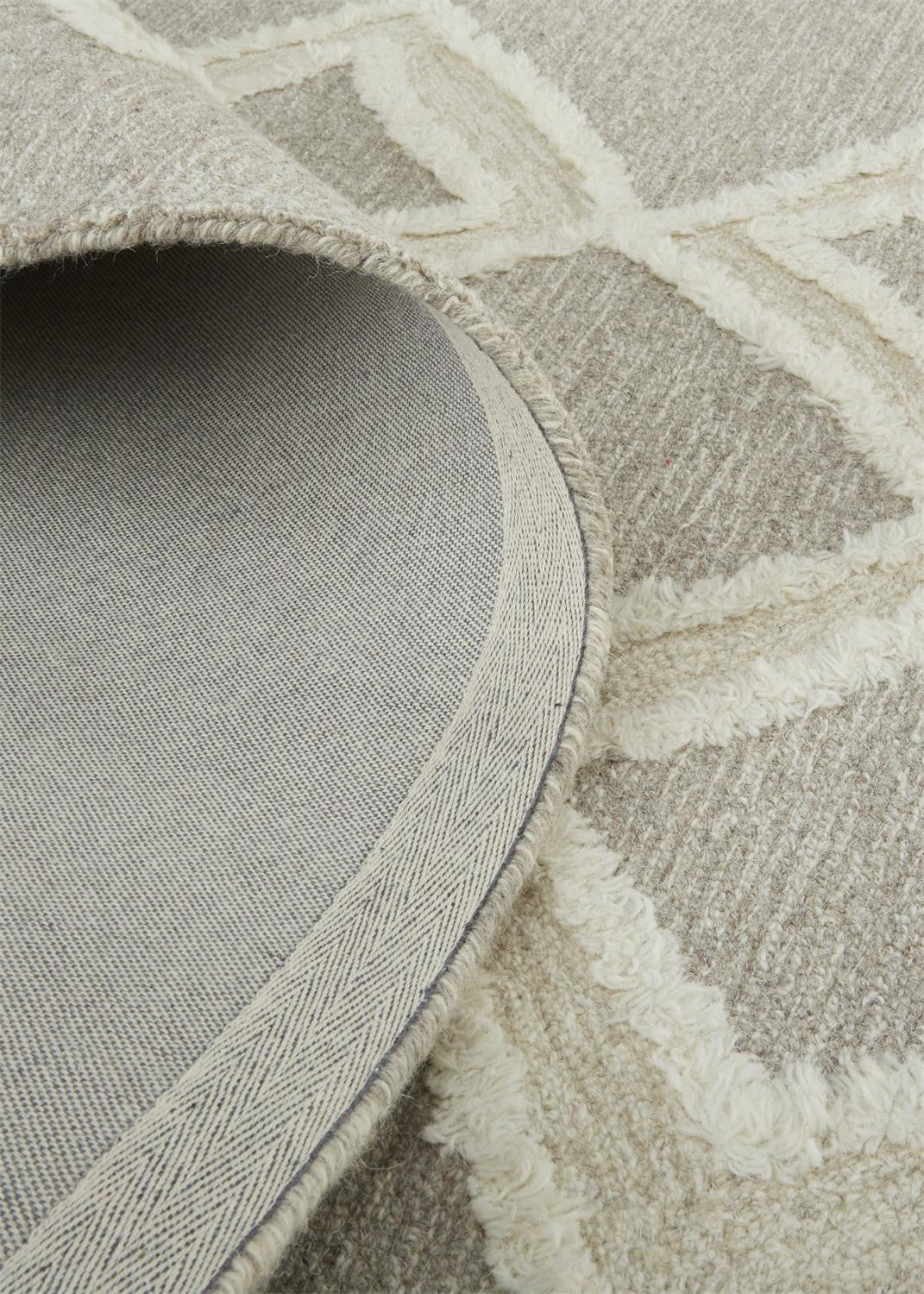 12 x 15 Gray & Ivory Wool Geometric Tufted Handmade Rug