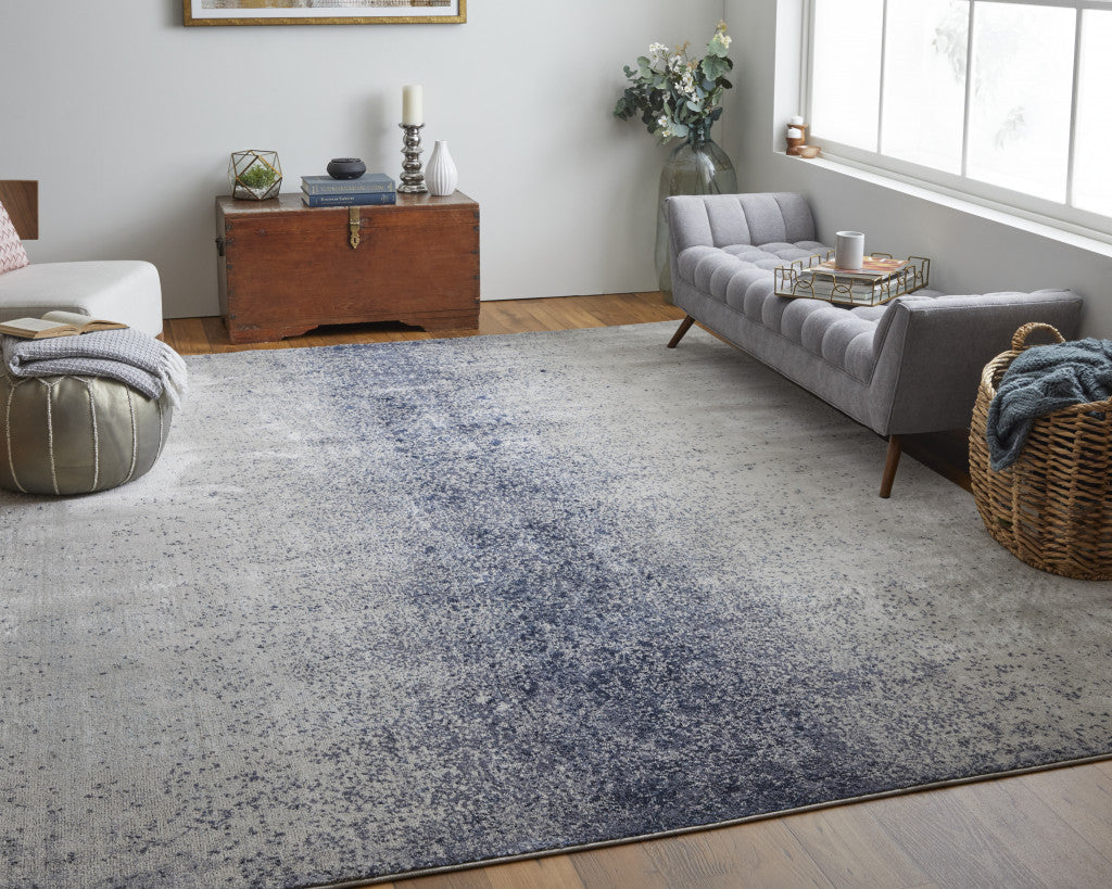 12 x 15 Ivory & Blue Power Loom Rug