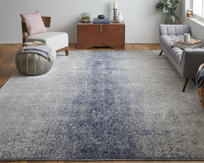 12 x 15 Ivory & Blue Power Loom Rug