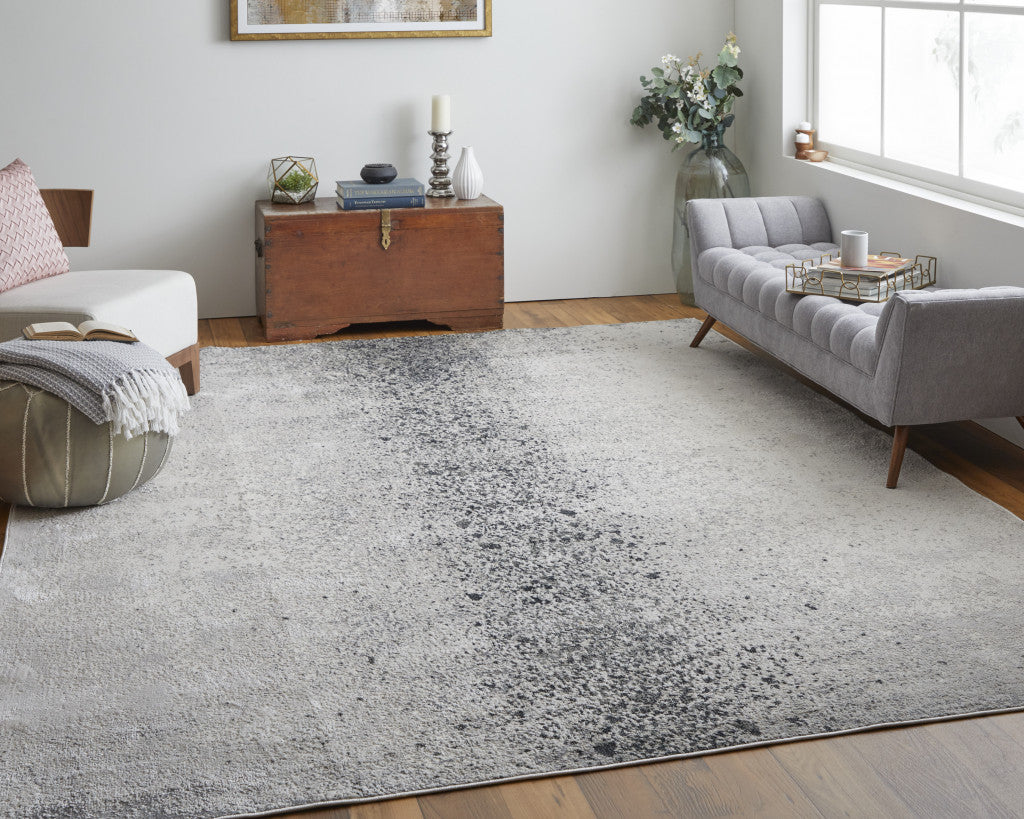 12 x 15 Ivory Gray & Black Power Loom Rug