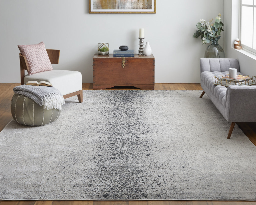12 x 15 Ivory Gray & Black Power Loom Rug
