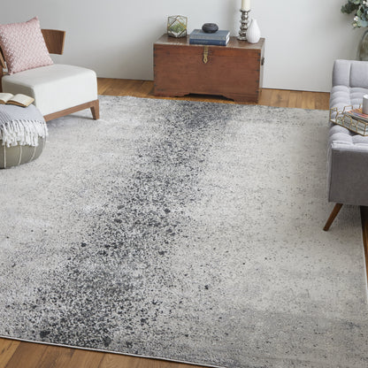 12 x 15 Ivory Gray & Black Power Loom Rug