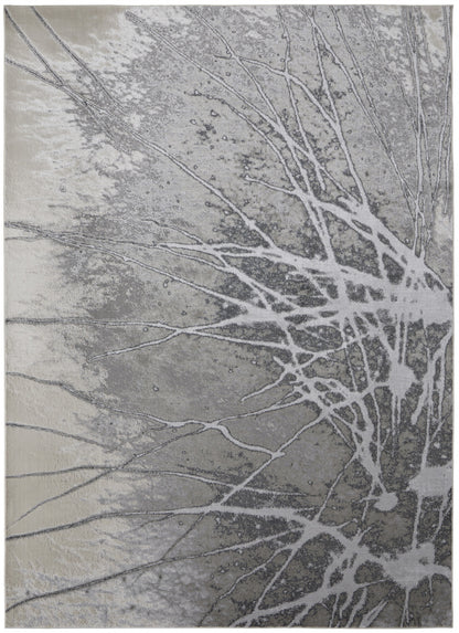 8 x 10 Gray Silver & Ivory Power Loom Rug