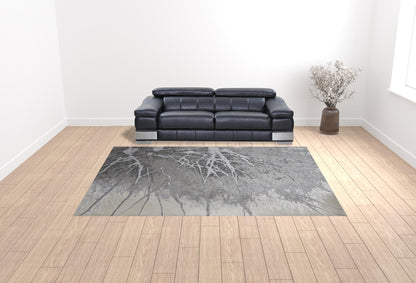 10 x 13 Gray Silver & Ivory Power Loom Rug