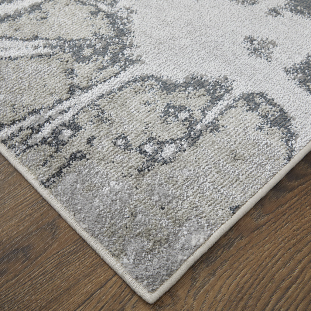 10 x 13 Gray Silver & Ivory Power Loom Rug