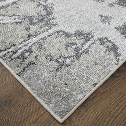10 x 13 Gray Silver & Ivory Power Loom Rug