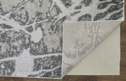 10 x 13 Gray Silver & Ivory Power Loom Rug