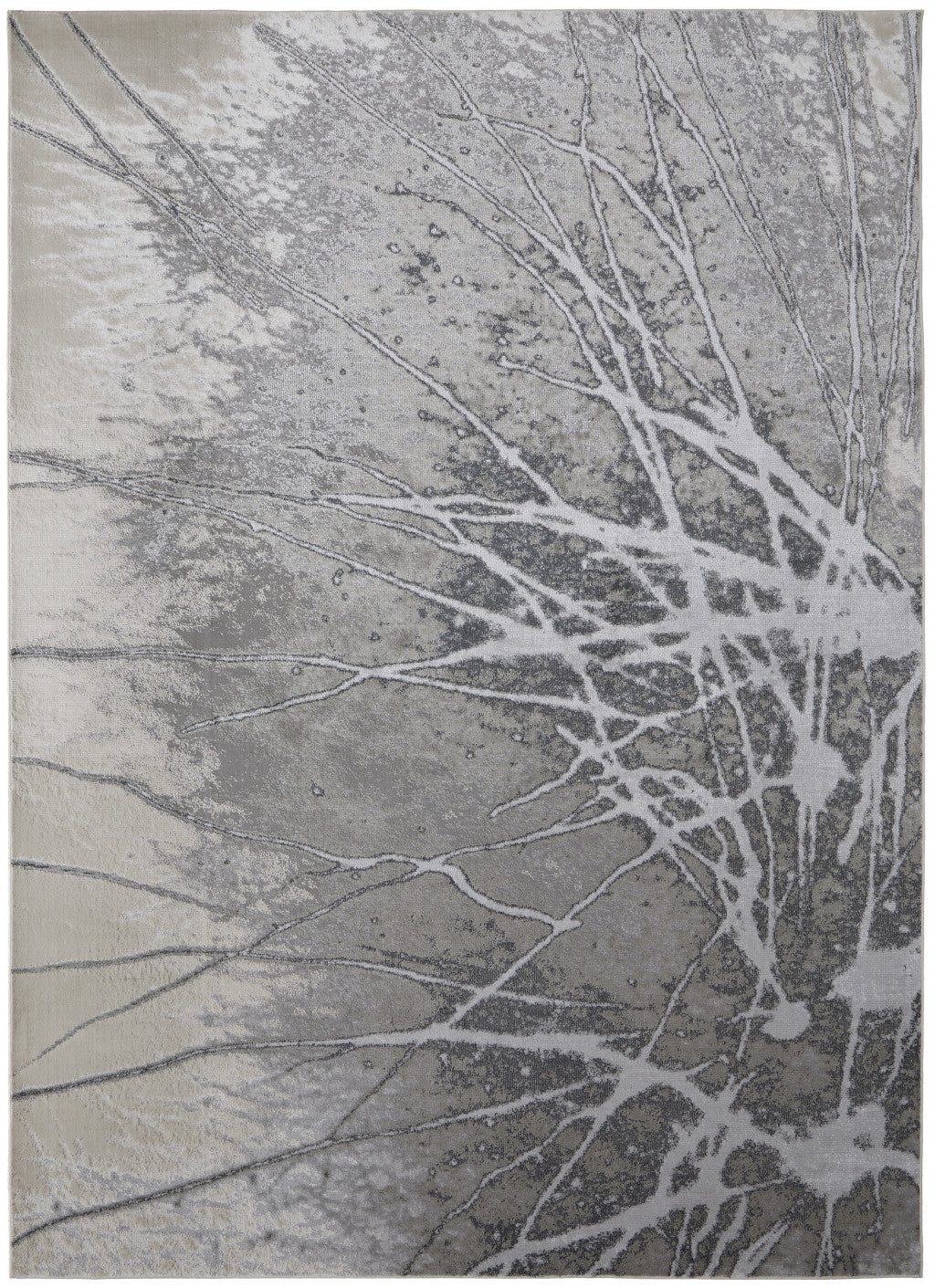 12 x 15 Gray Silver & Ivory Power Loom Rug