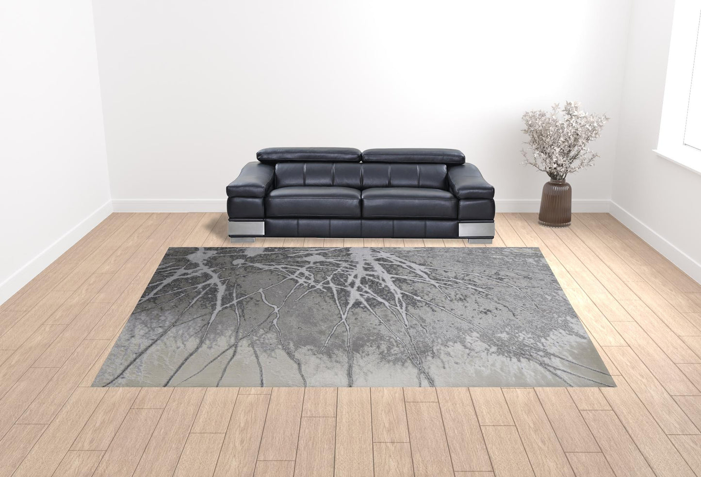 12 x 15 Gray Silver & Ivory Power Loom Rug