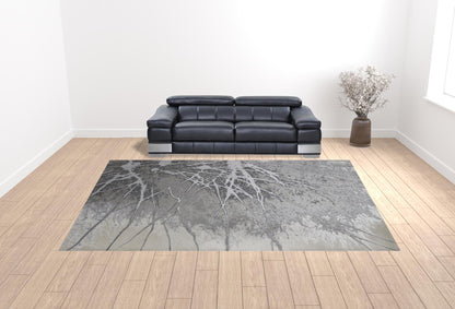 12 x 15 Gray Silver & Ivory Power Loom Rug