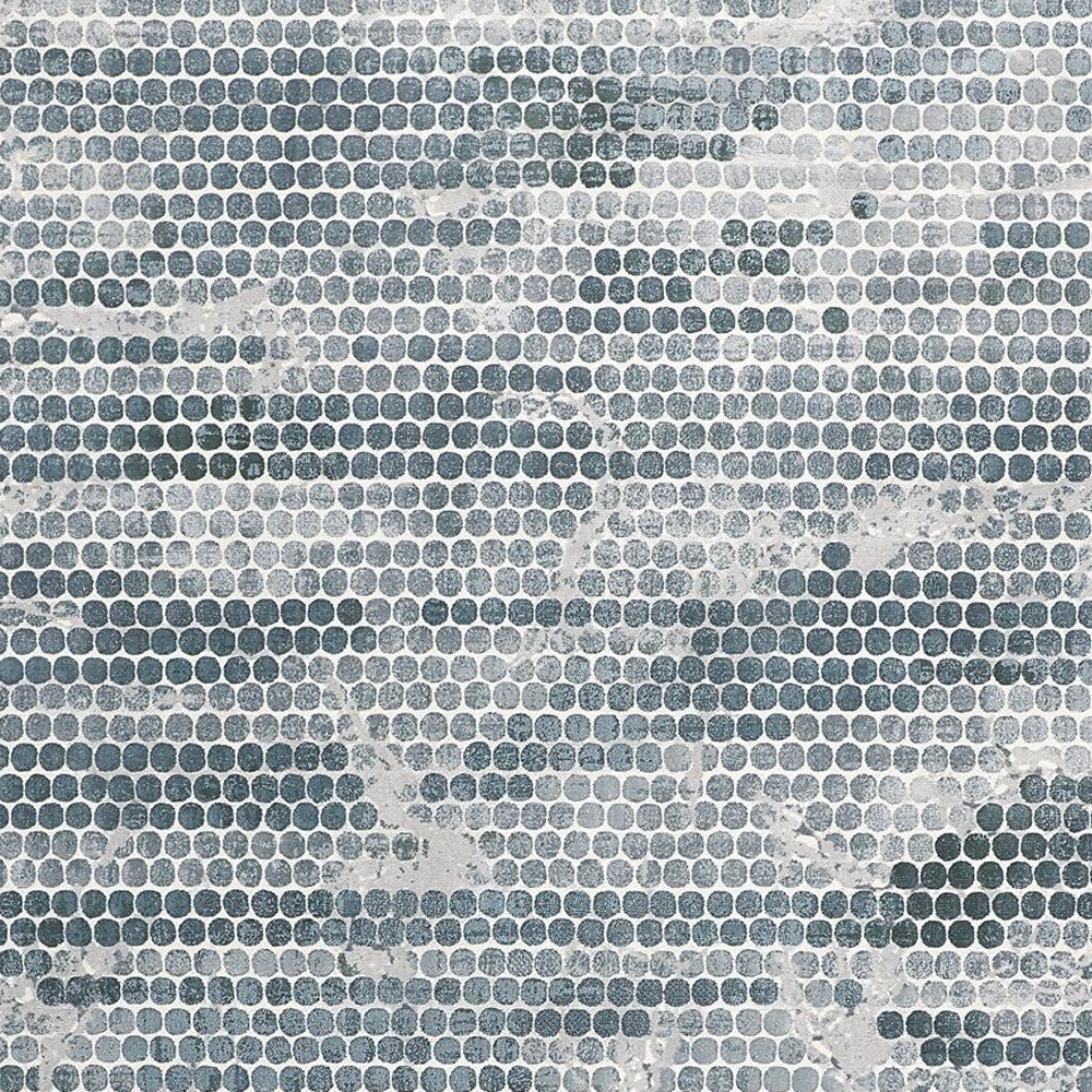8 x 10 Blue & Gray Polka Dots Distressed Stain Resistant Rug