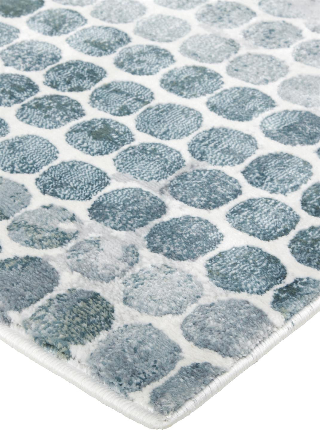 8 x 10 Blue & Gray Polka Dots Distressed Stain Resistant Rug