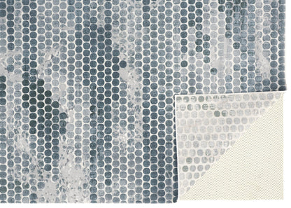 8 x 10 Blue & Gray Polka Dots Distressed Stain Resistant Rug