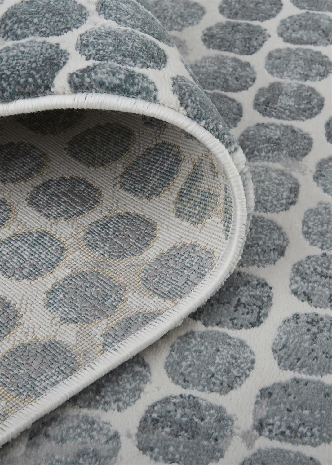 8 x 10 Blue & Gray Polka Dots Distressed Stain Resistant Rug