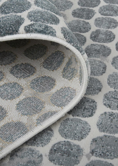 8 x 10 Blue & Gray Polka Dots Distressed Stain Resistant Rug