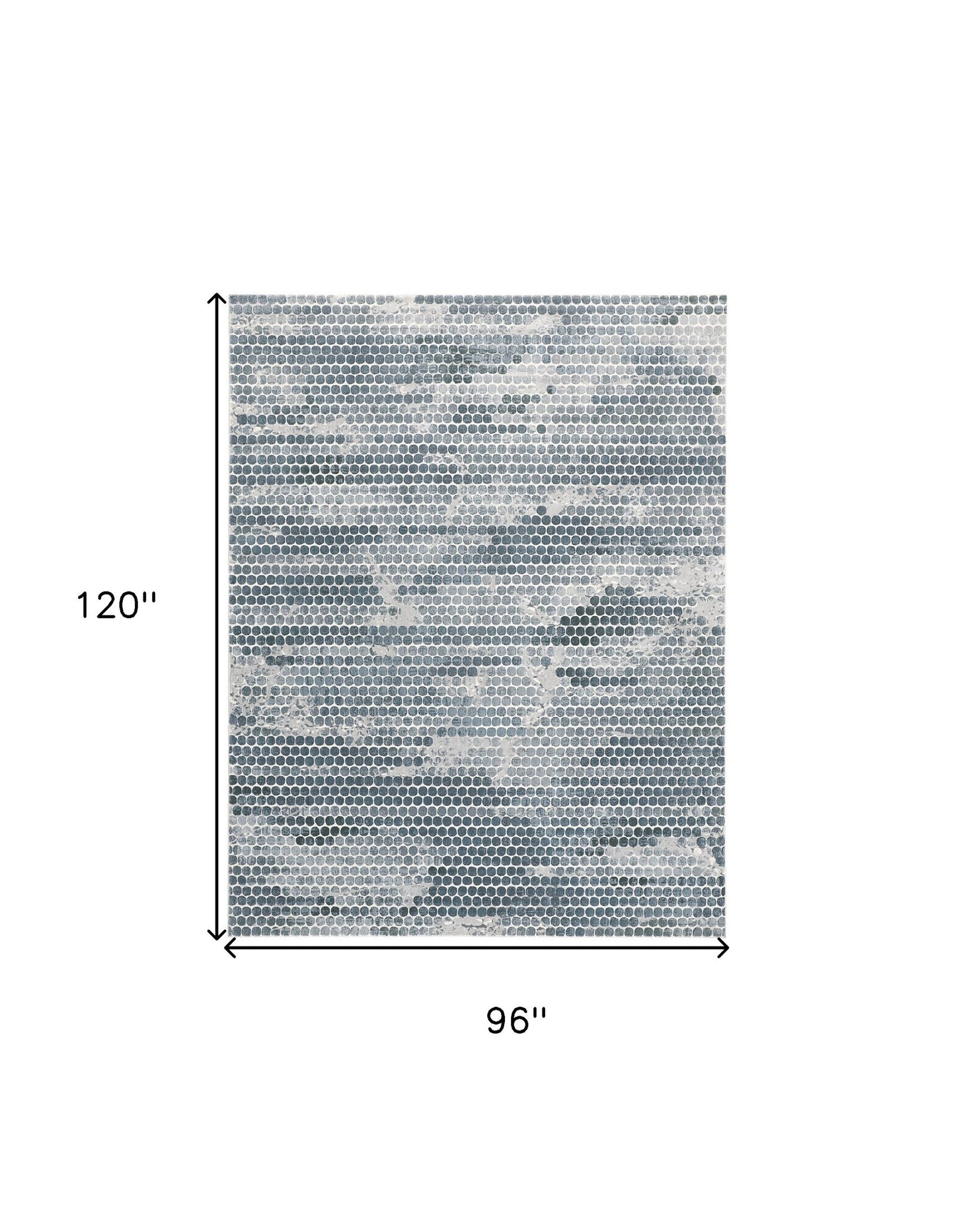 8 x 10 Blue & Gray Polka Dots Distressed Stain Resistant Rug