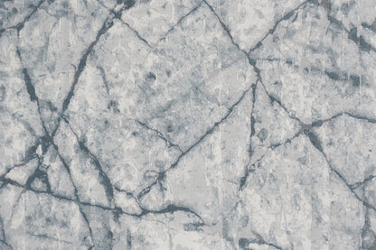 8 x 10 Blue Gray & Ivory Distressed Stain Resistant Rug