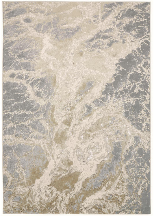 10 x 13 Ivory Silver & Gold Stain Resistant Rug