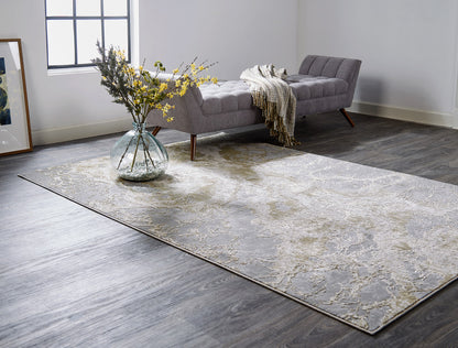 10 x 13 Ivory Silver & Gold Stain Resistant Rug